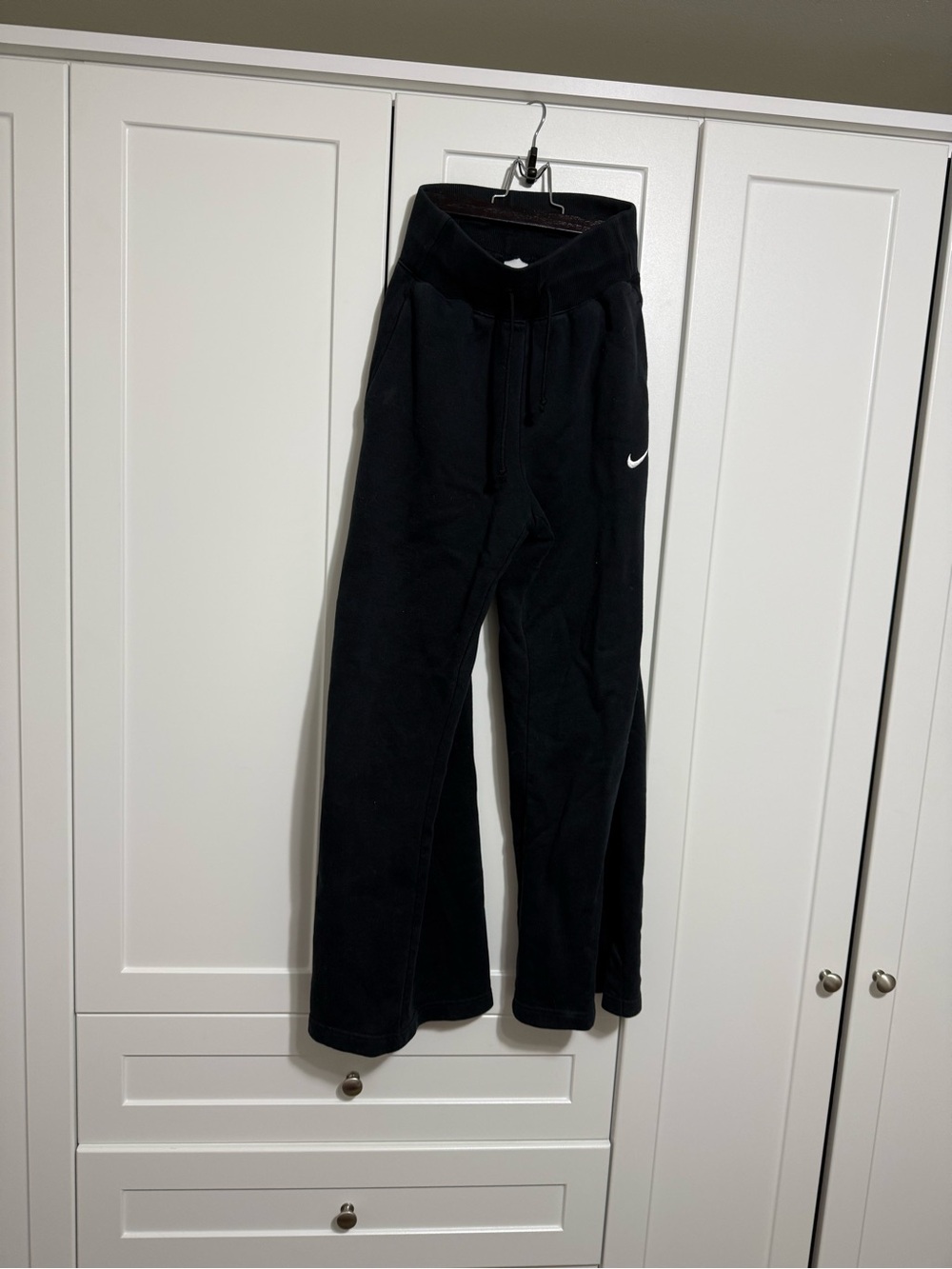 Nike Kids Black Jogger Sweatpants with White Swoosh